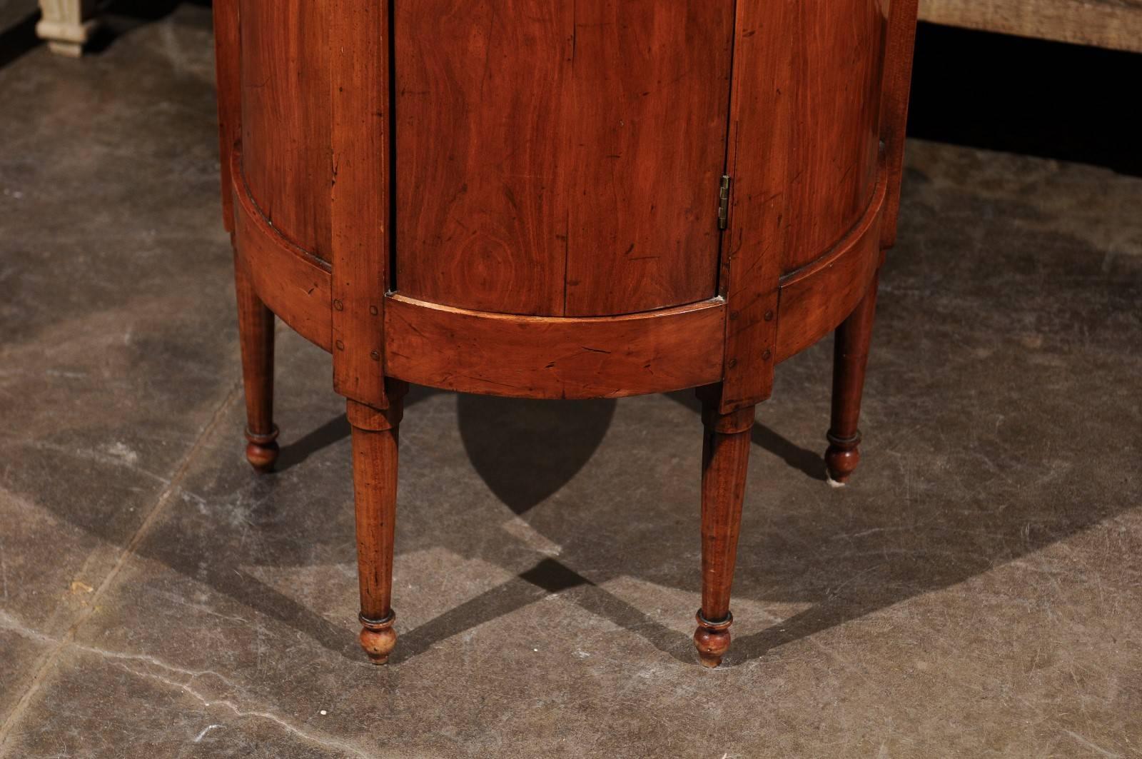 French Directoire Style Demilune Fruitwood Cabinet with Marble-Top, circa 1800 1