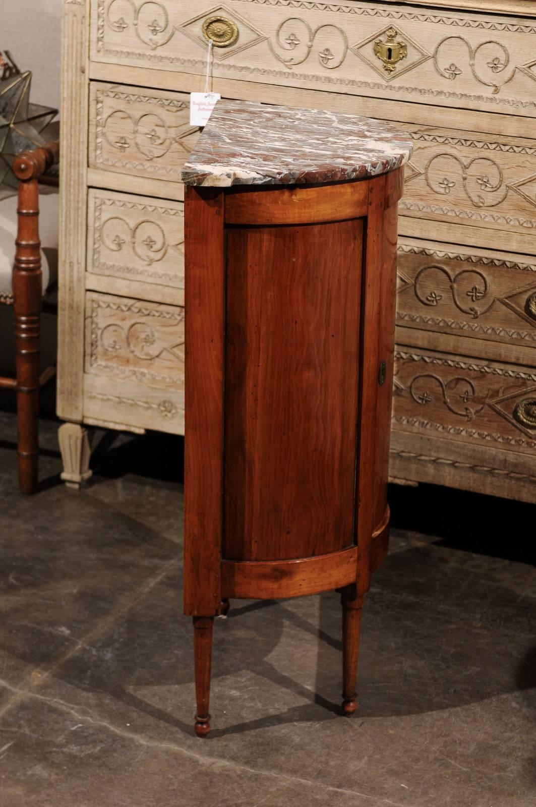French Directoire Style Demilune Fruitwood Cabinet with Marble-Top, circa 1800 3