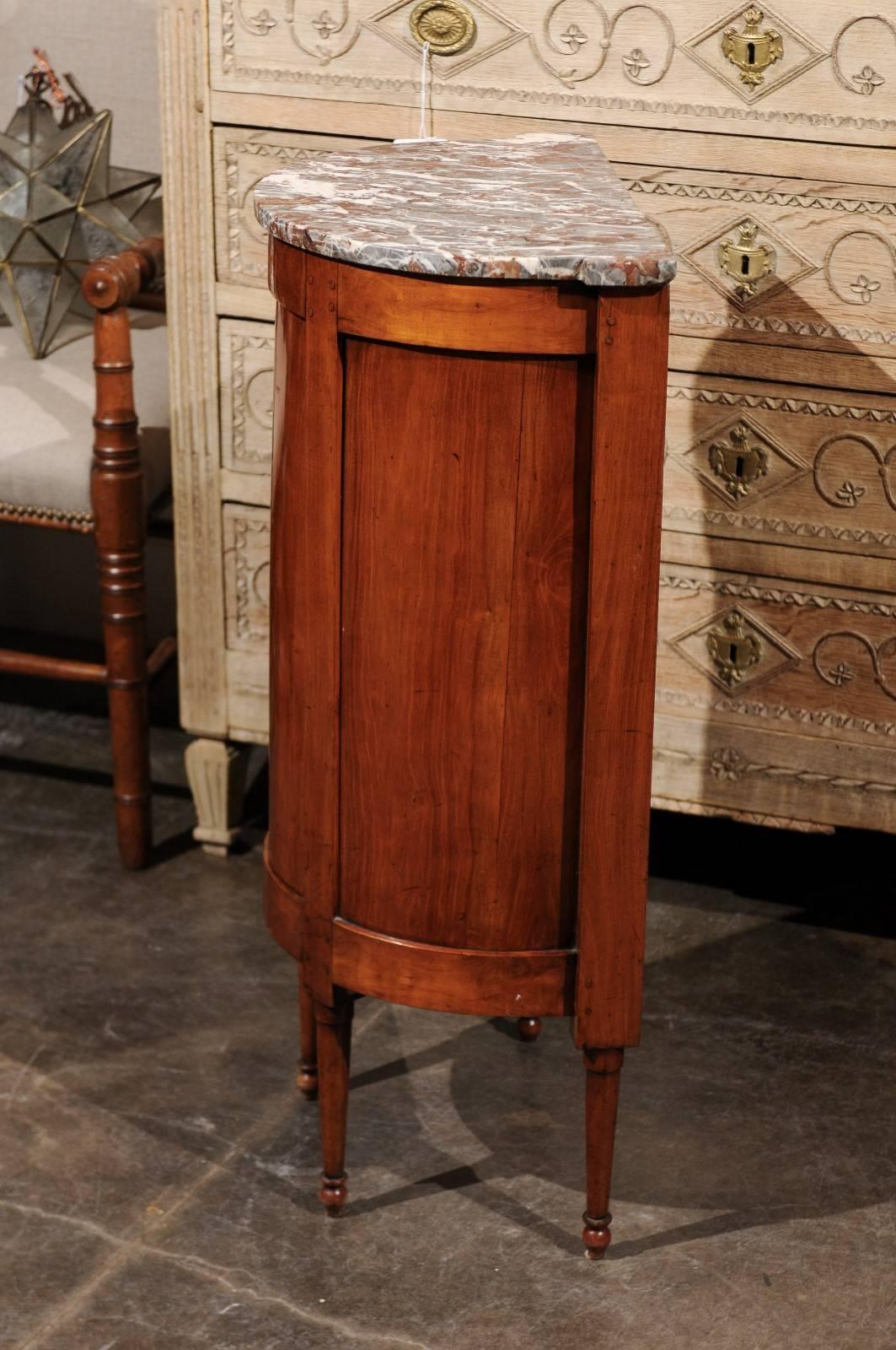 French Directoire Style Demilune Fruitwood Cabinet with Marble-Top, circa 1800 5