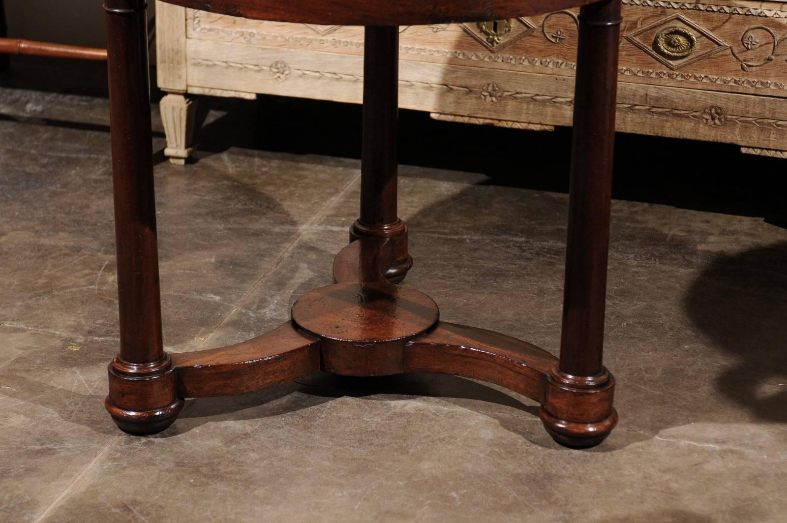 French Empire Style Mahogany Guéridon Side Table with Marble Top and Column Legs 1