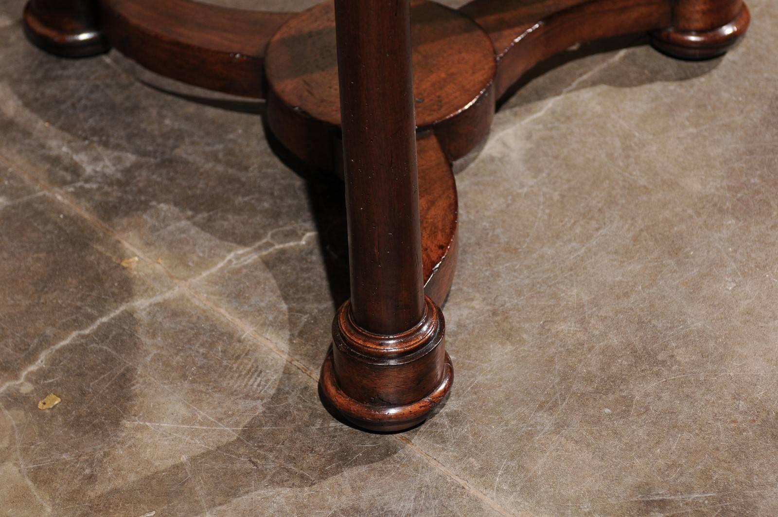 French Empire Style Mahogany Guéridon Side Table with Marble Top and Column Legs 4