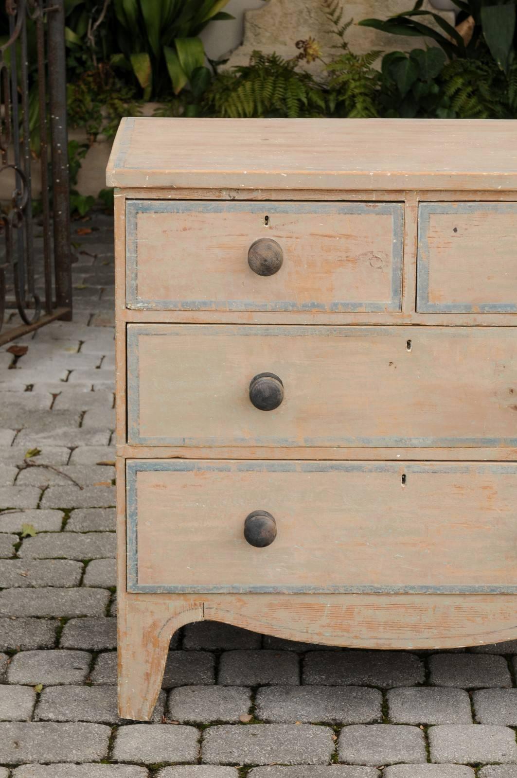 English 1840s Four-Drawer Chest with Original Paint and Valanced Skirt 2