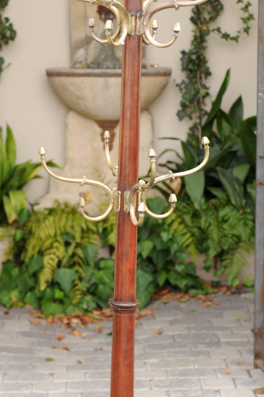 19th Century English Regency Period Mahogany Coat Rack with Bronze Hooks, circa 1830