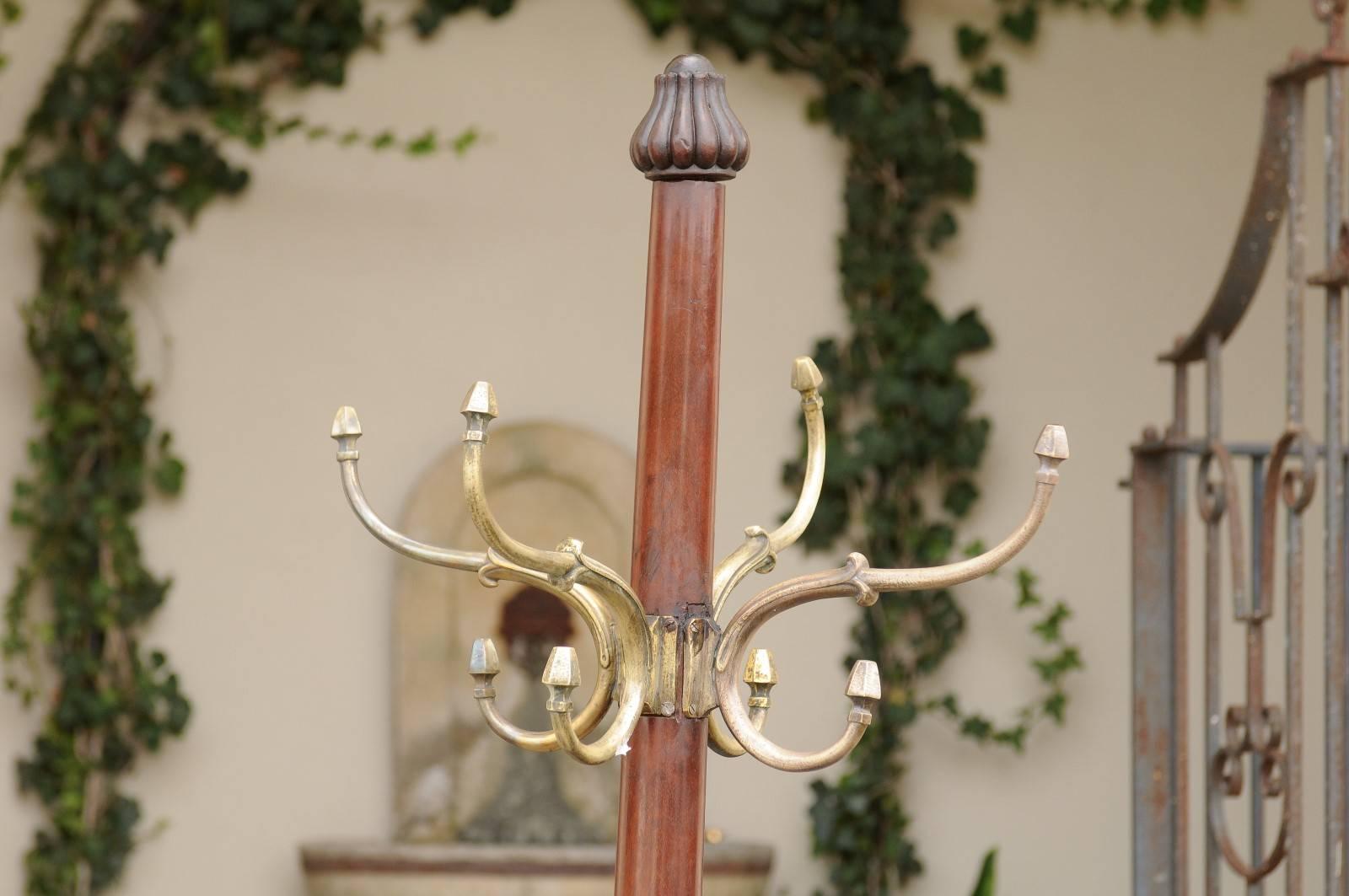 English Regency Period Mahogany Coat Rack with Bronze Hooks, circa 1830 2