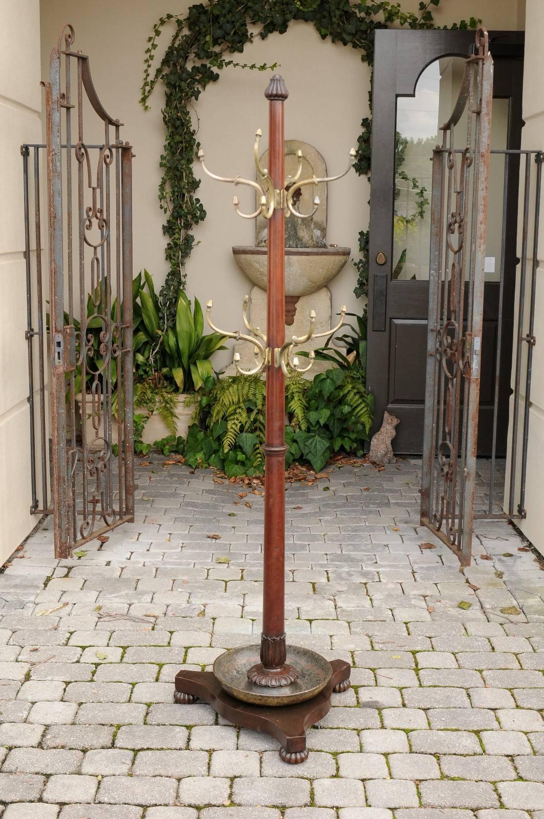 English Regency Period Mahogany Coat Rack with Bronze Hooks, circa 1830 4