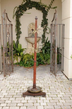 English Regency Period Mahogany Coat Rack with Bronze Hooks, circa 1830