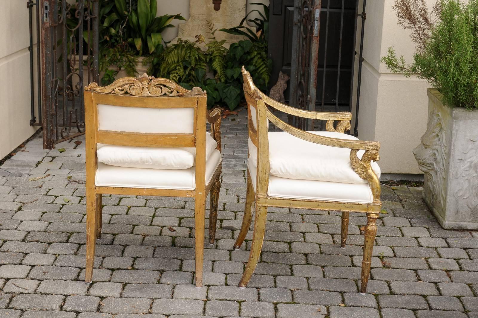 Pair of Italian Neoclassical Armchairs with Winged Lions from the Late 1790s 4