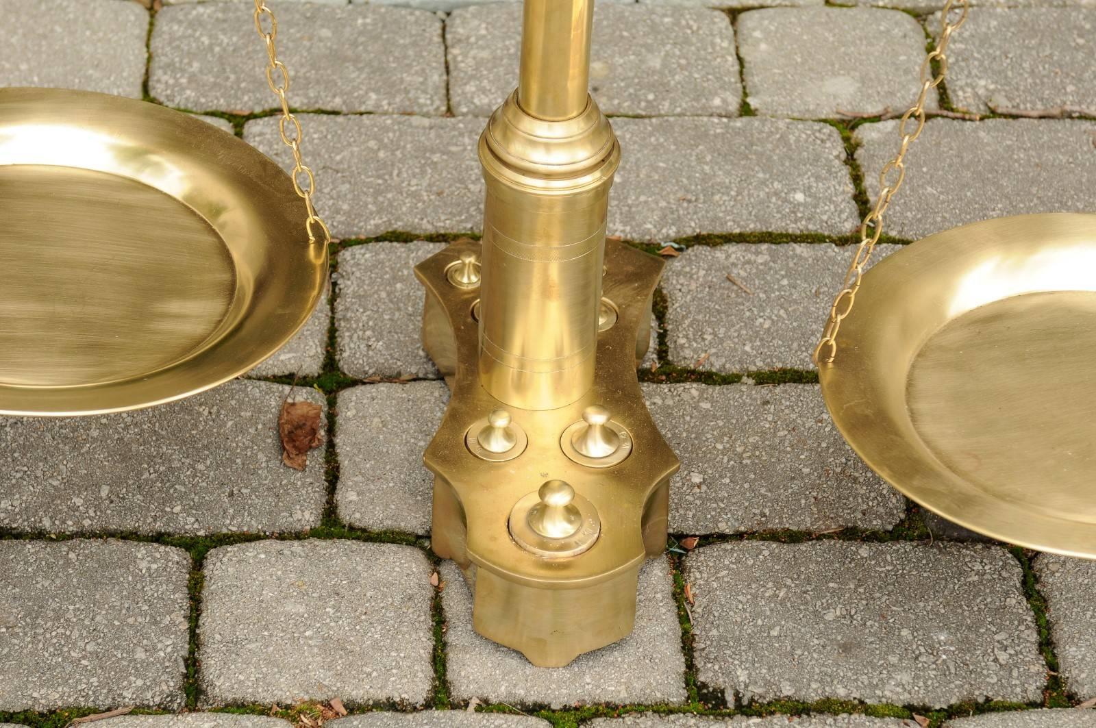 Dutch Large Size Brass Two-Tiered Balance Scale with Weights, circa 1880 3