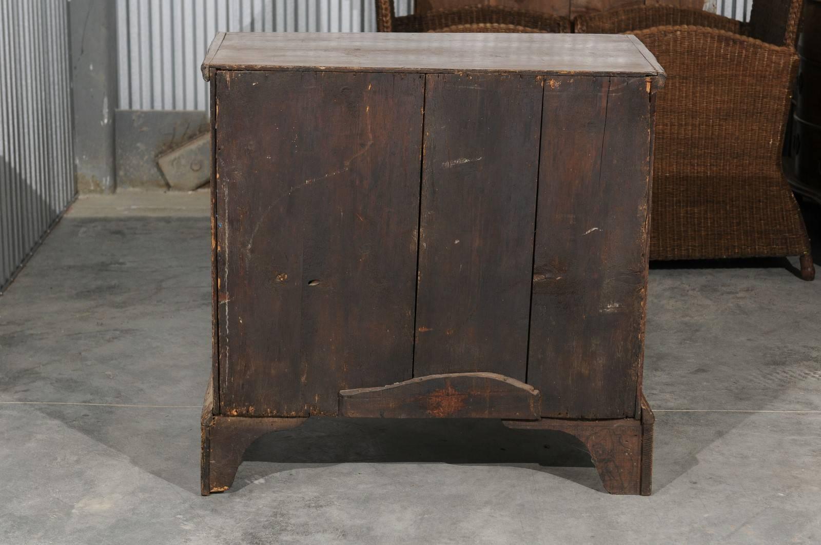 19th Century English 1800s George III Period Four-Drawer Painted Chest with Bracket Feet For Sale