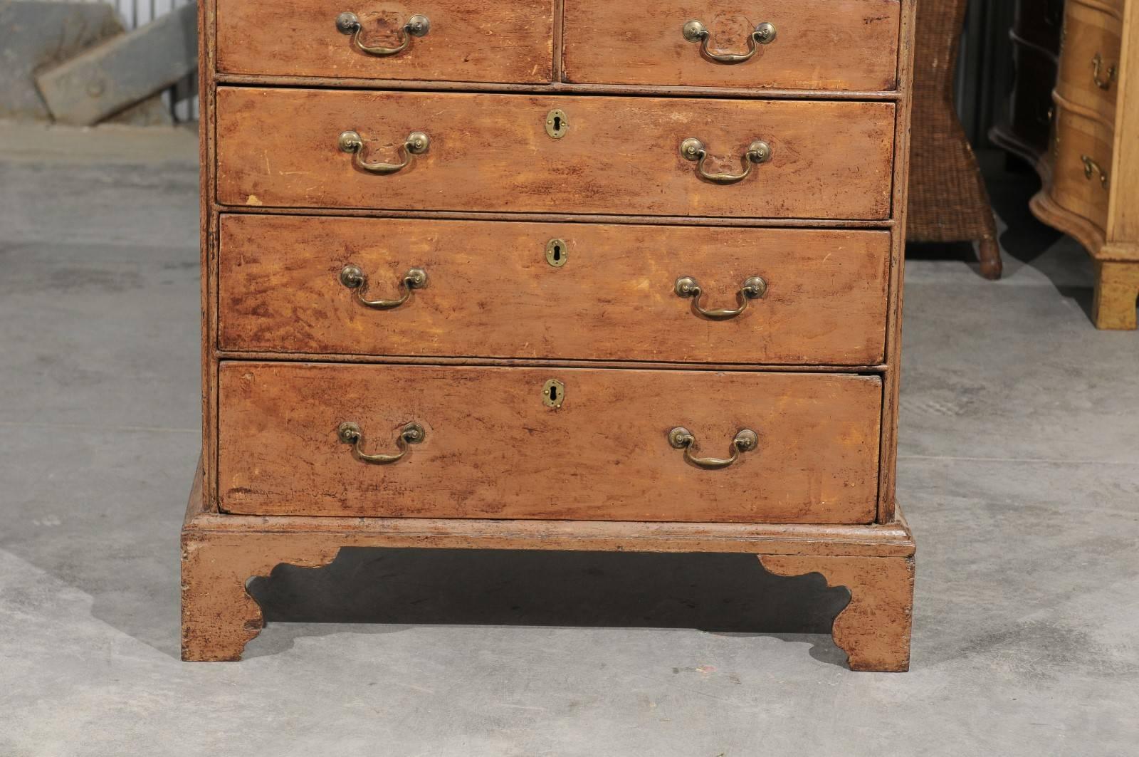 English 1800s George III Period Four-Drawer Painted Chest with Bracket Feet For Sale 2
