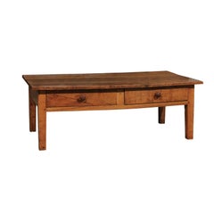 French Walnut Coffee Table with Straight Legs from the Mid-19th Century