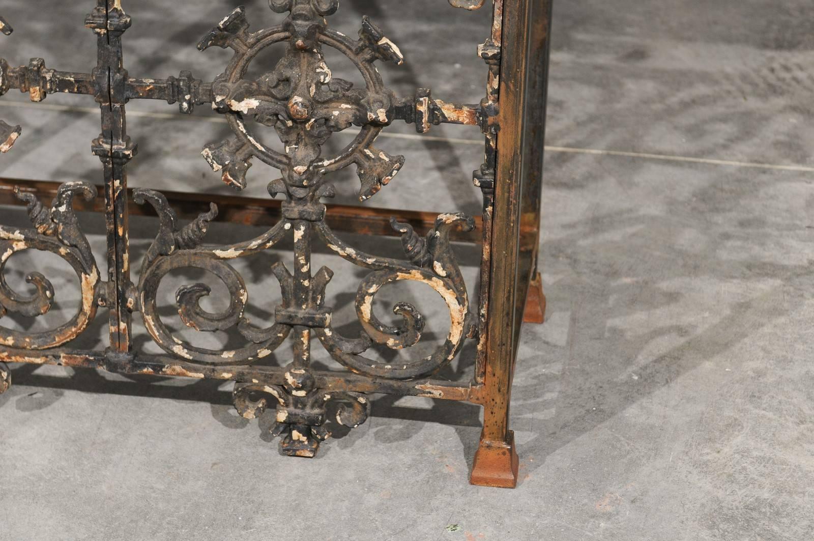 French Wrought Iron Console Table with Black Stone Top from the Mid-20th Century 3