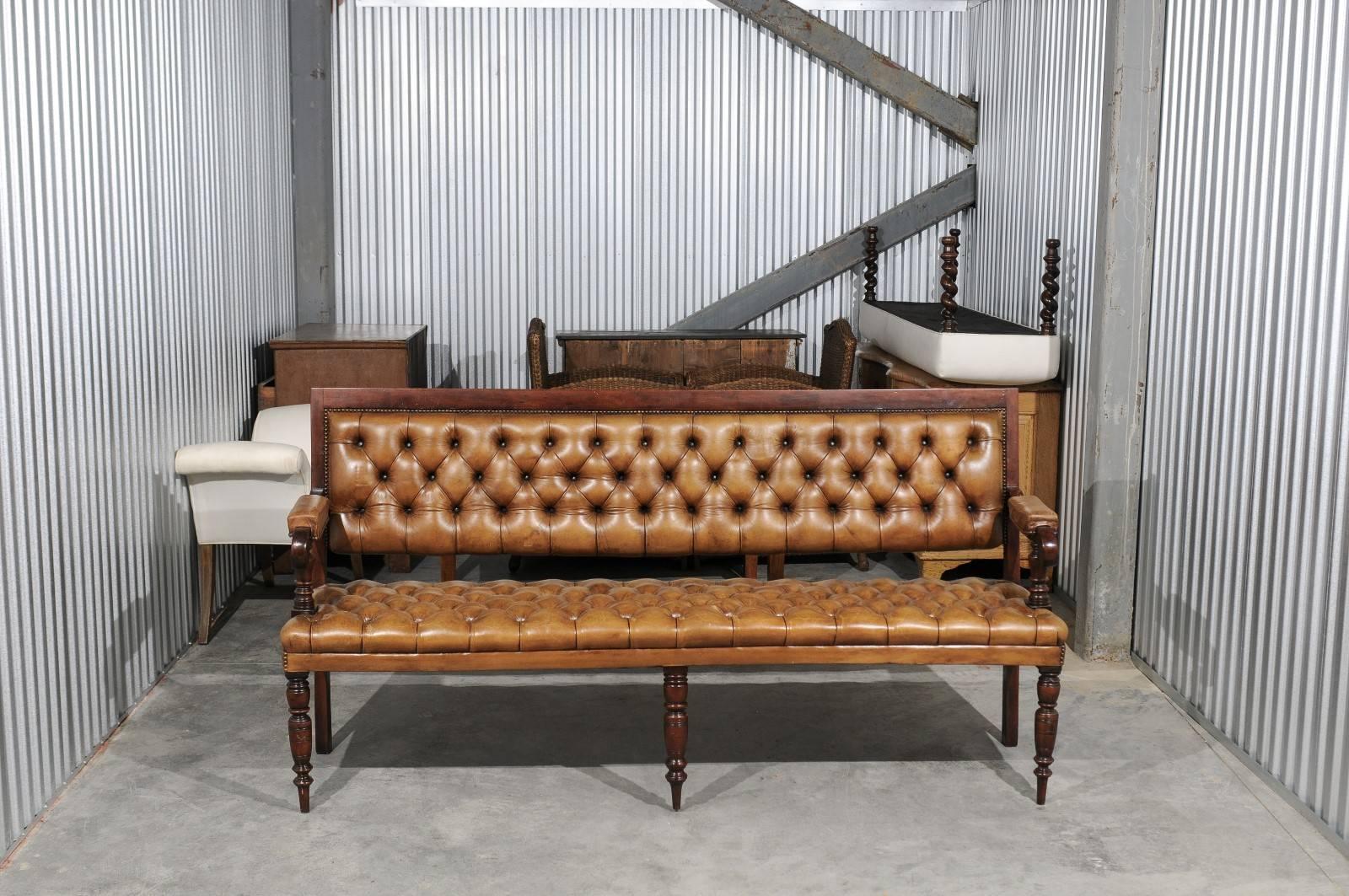 leather bench with back