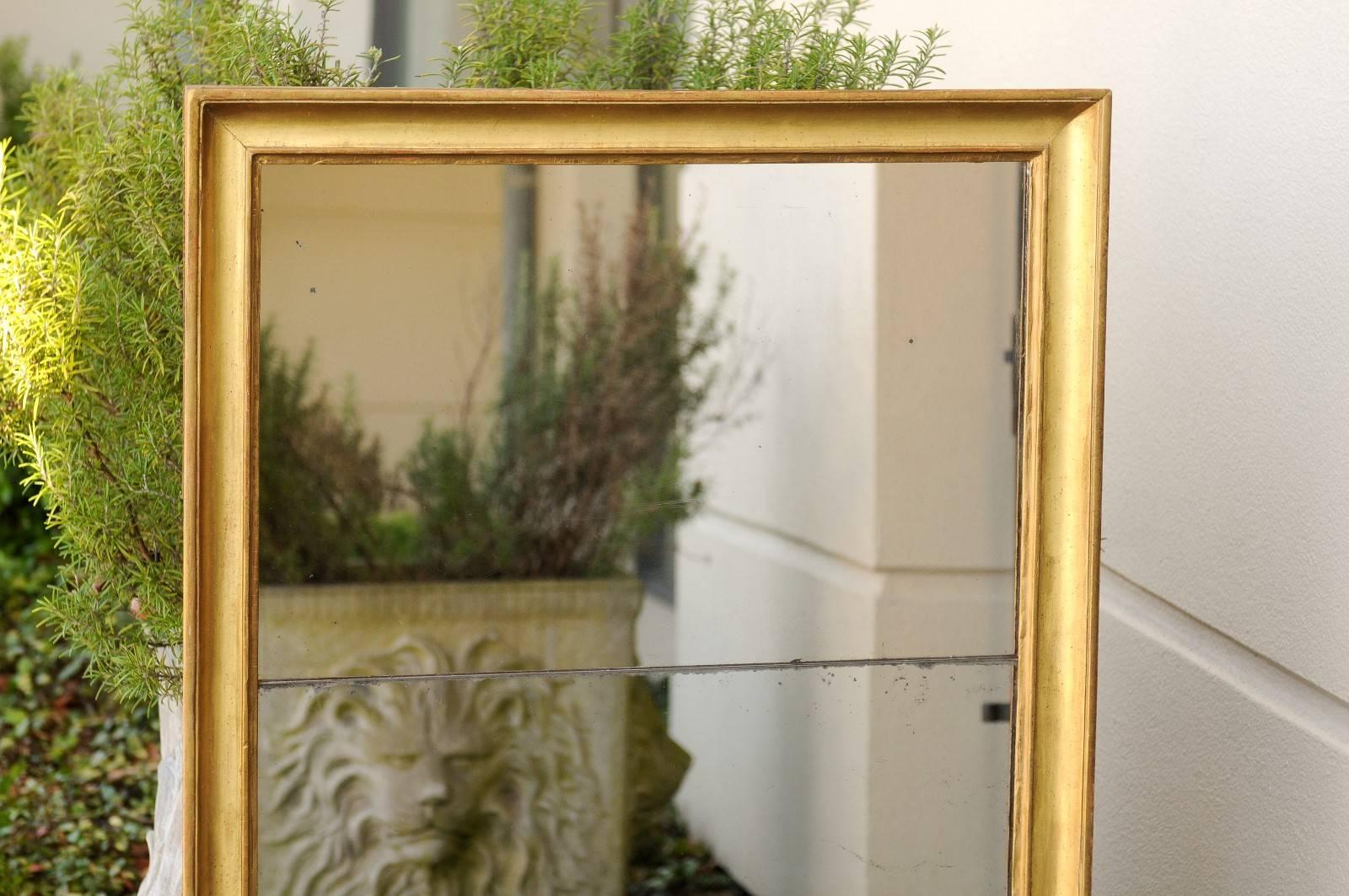 20th Century French Giltwood Rectangular Mirror with Split Glass from the Turn of the Century