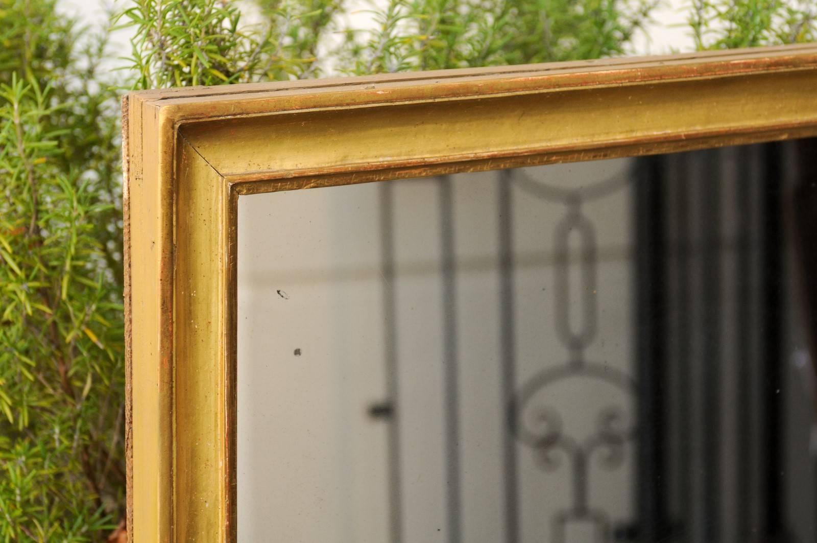 French Giltwood Rectangular Mirror with Split Glass from the Turn of the Century 3