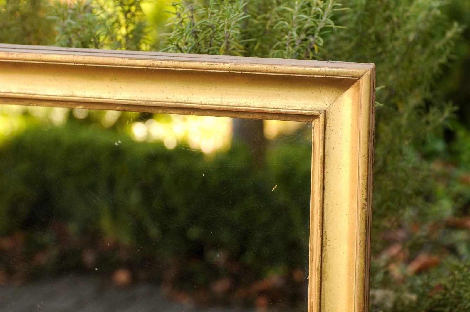 French Giltwood Rectangular Mirror with Split Glass from the Turn of the Century 4