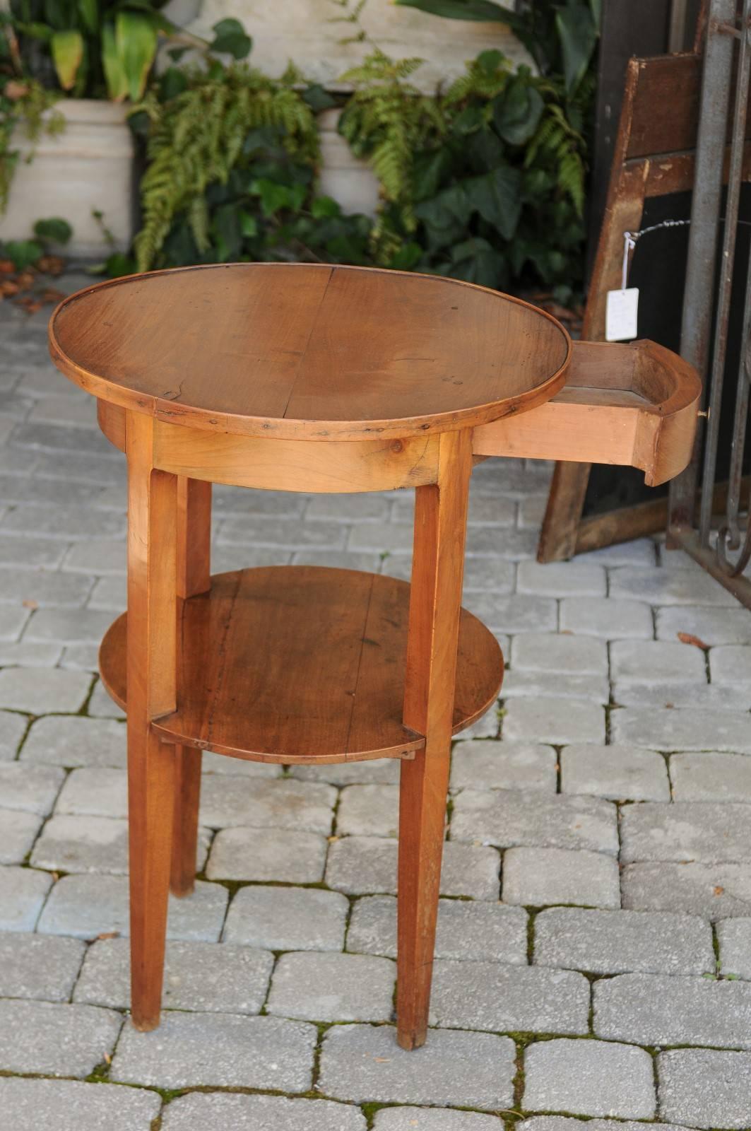 French Circular Side Table with Single Drawer and Lower Shelf from the 1840s 2