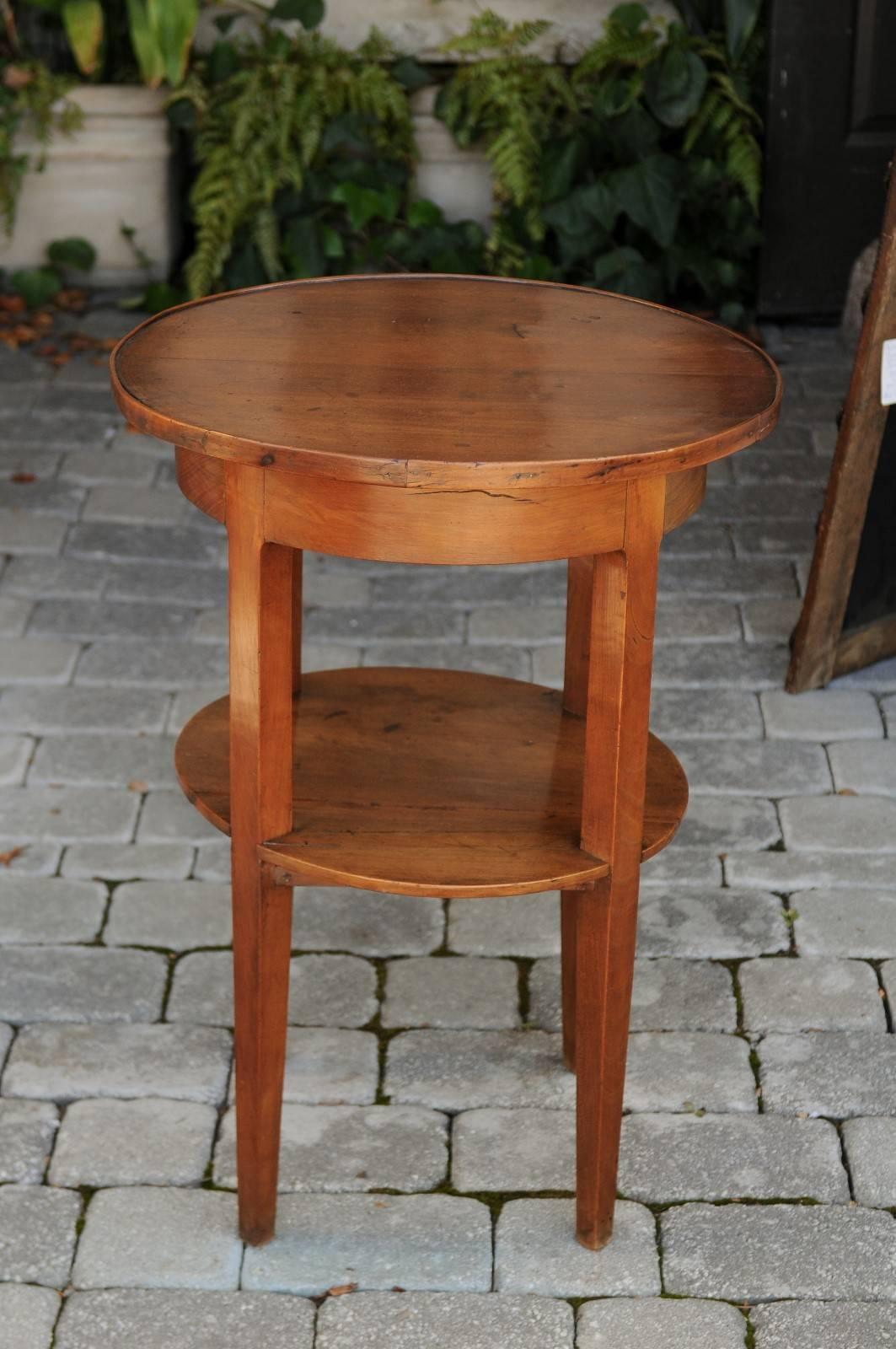 French Circular Side Table with Single Drawer and Lower Shelf from the 1840s 4