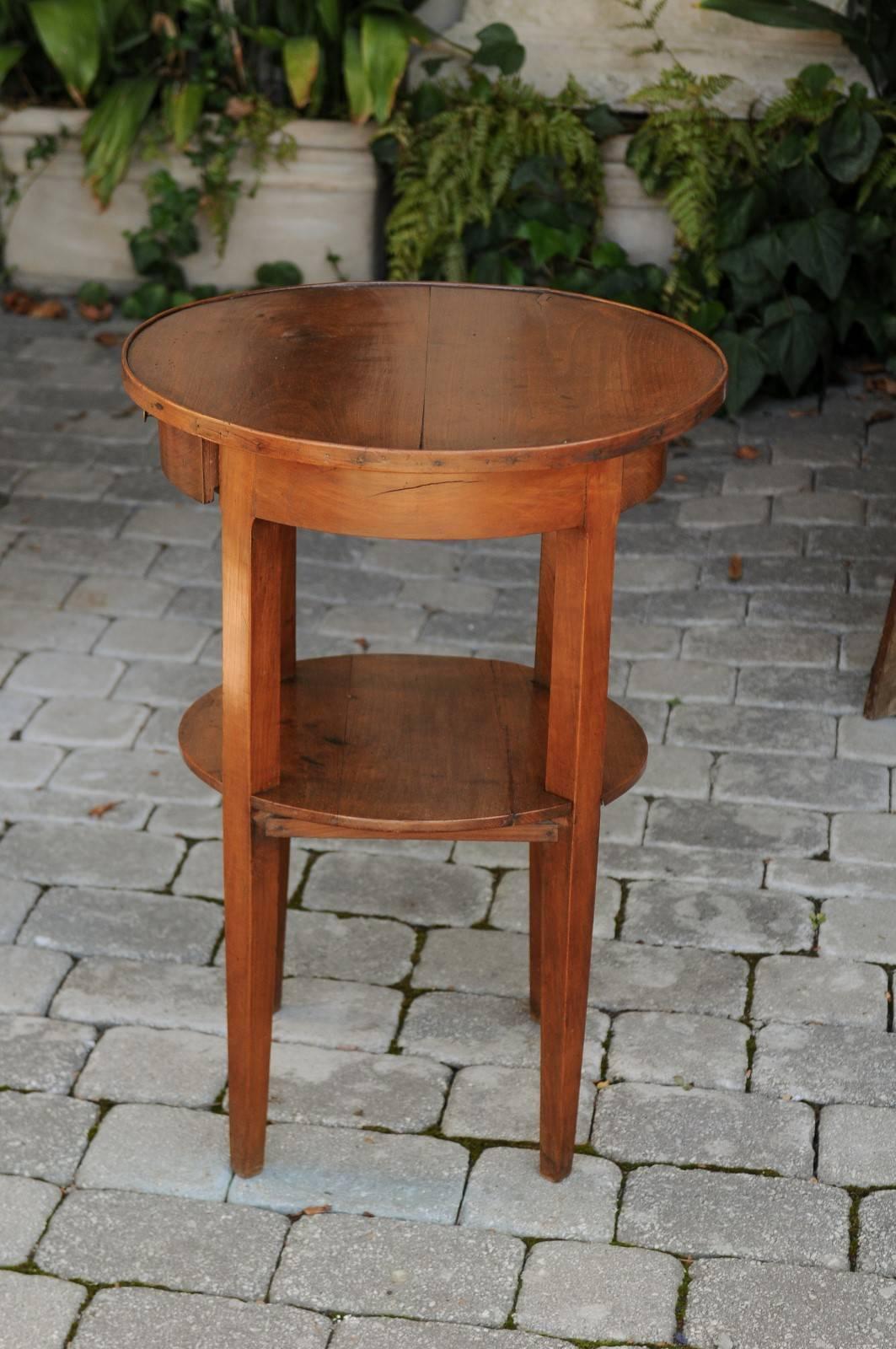 French Circular Side Table with Single Drawer and Lower Shelf from the 1840s 5