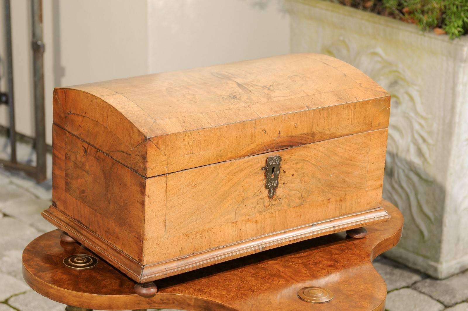 1815 Biedermeier Austrian Decorative Box with Arched Lid and Burled Walnut In Good Condition In Atlanta, GA