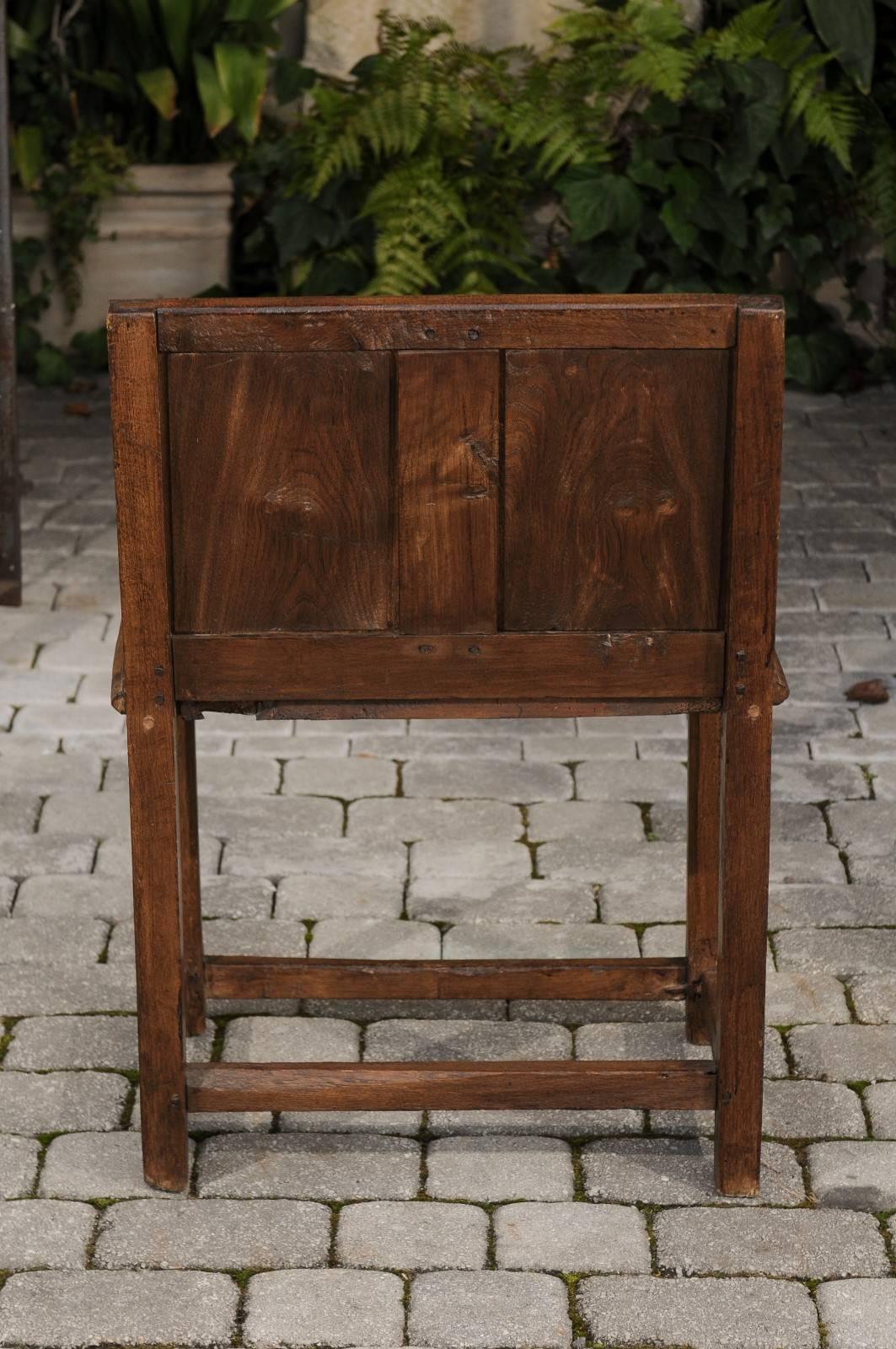 English 1780s Georgian Panel Back Armchair with Planked Seat and Scrolled Arms 3