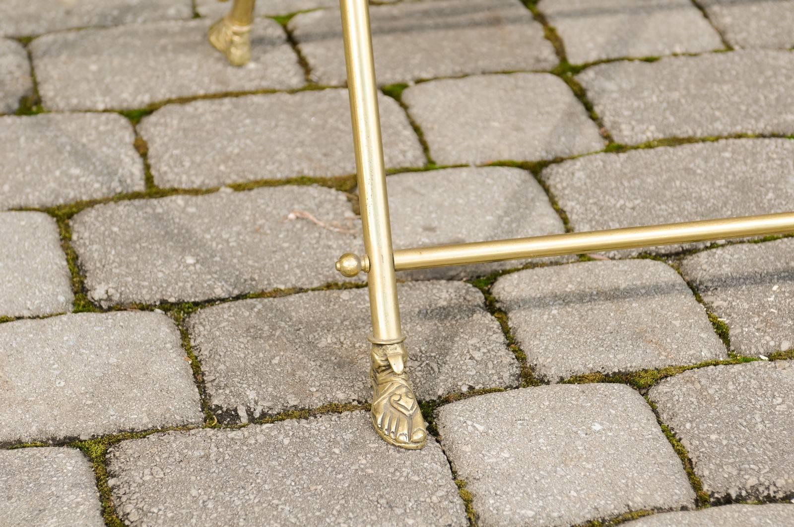 Vintage Pair of Italian Brass and Glass Folding Side Table with Sandaled Feet In Good Condition For Sale In Atlanta, GA