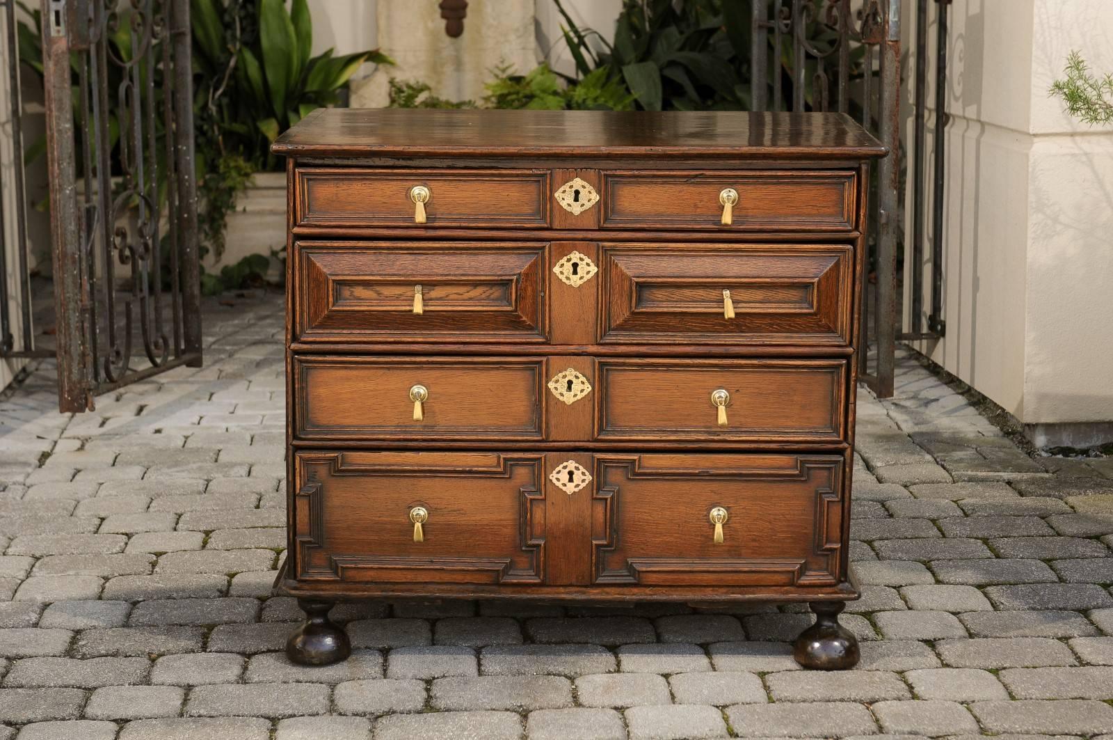 Period George III English Four-Drawer Commode with Geometric Front, circa 1790 In Good Condition In Atlanta, GA