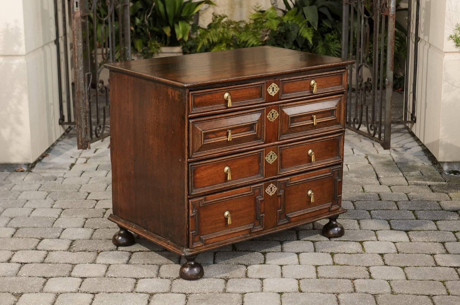 18th Century Period George III English Four-Drawer Commode with Geometric Front, circa 1790