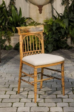 English Period Regency Accent Side Wooden Chair with Painted Scene, circa 1820