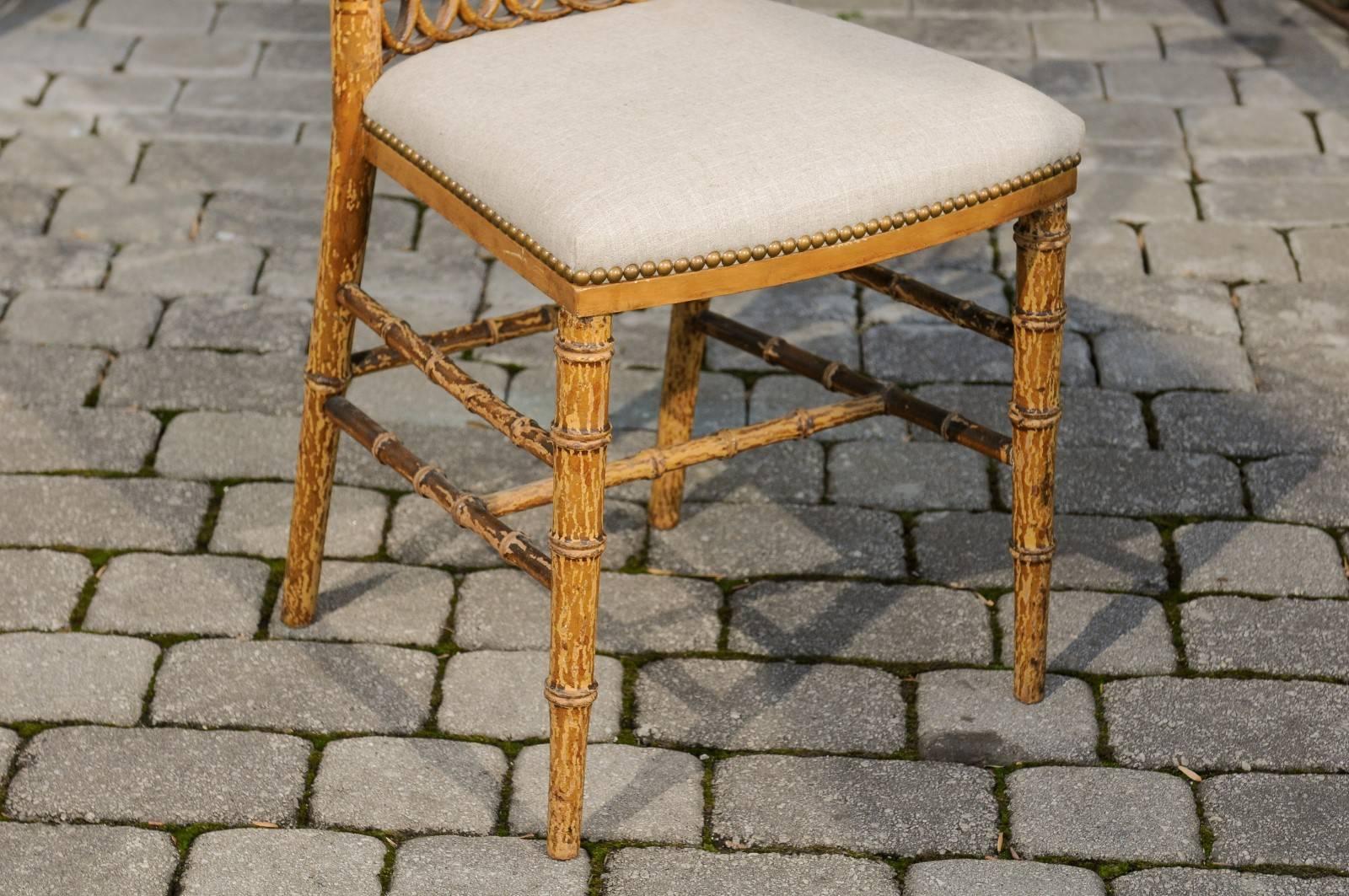 19th Century English Period Regency Accent Side Wooden Chair with Painted Scene, circa 1820
