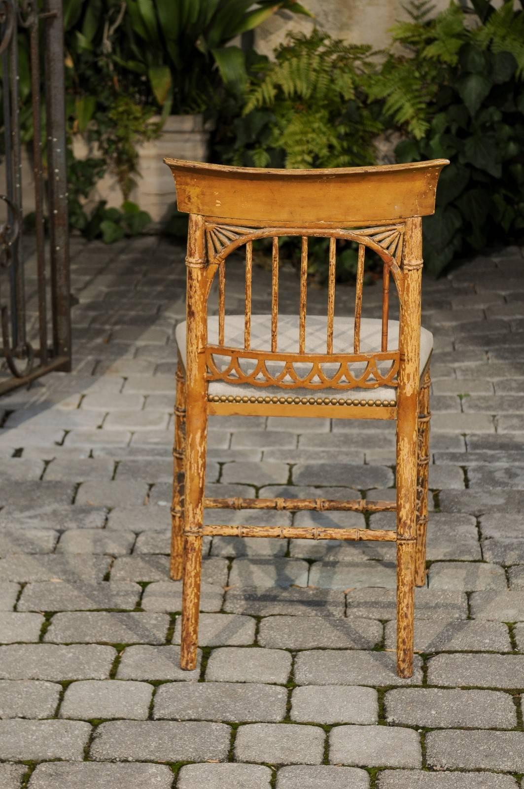 English Period Regency Accent Side Wooden Chair with Painted Scene, circa 1820 2