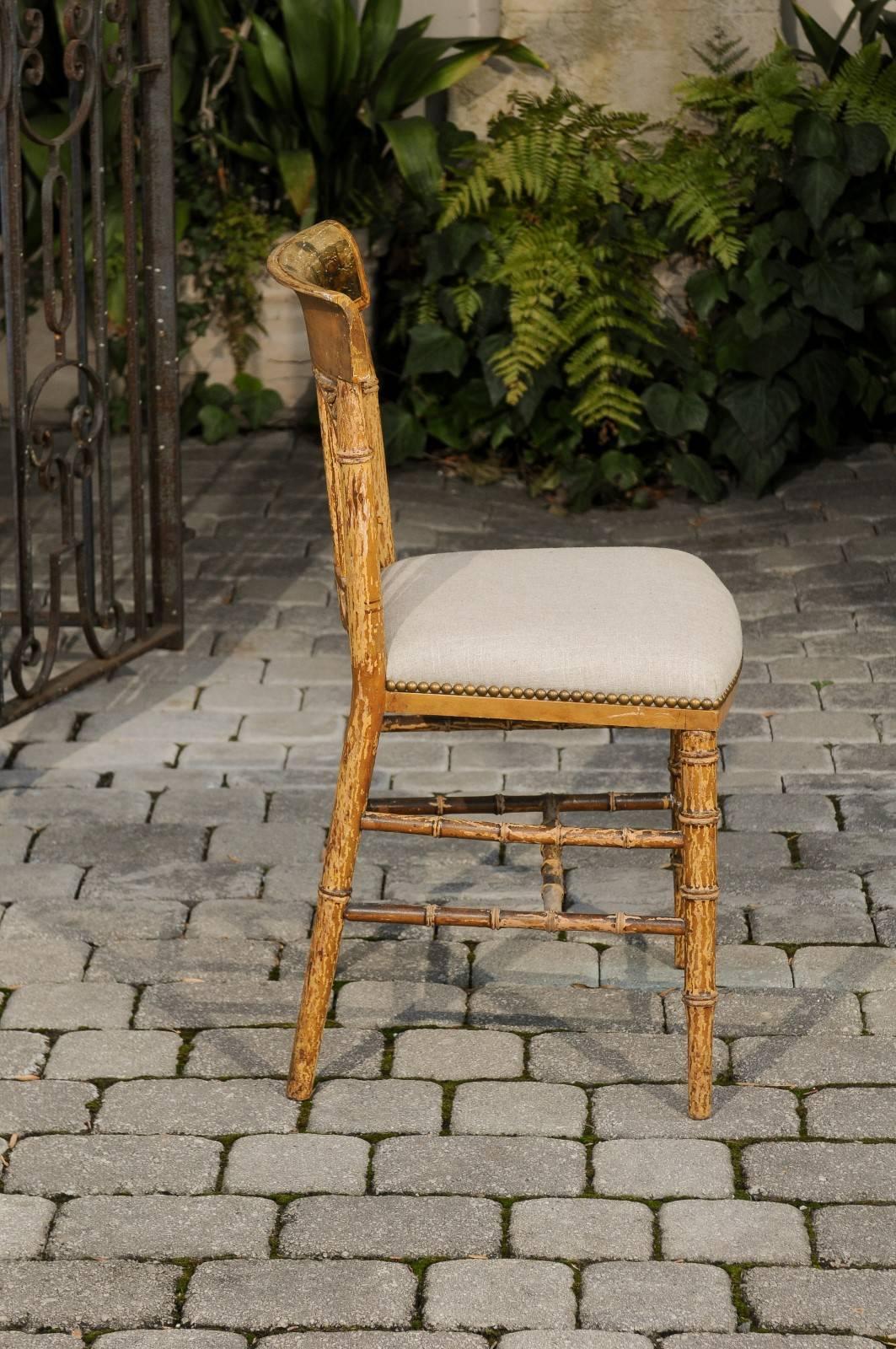 English Period Regency Accent Side Wooden Chair with Painted Scene, circa 1820 3