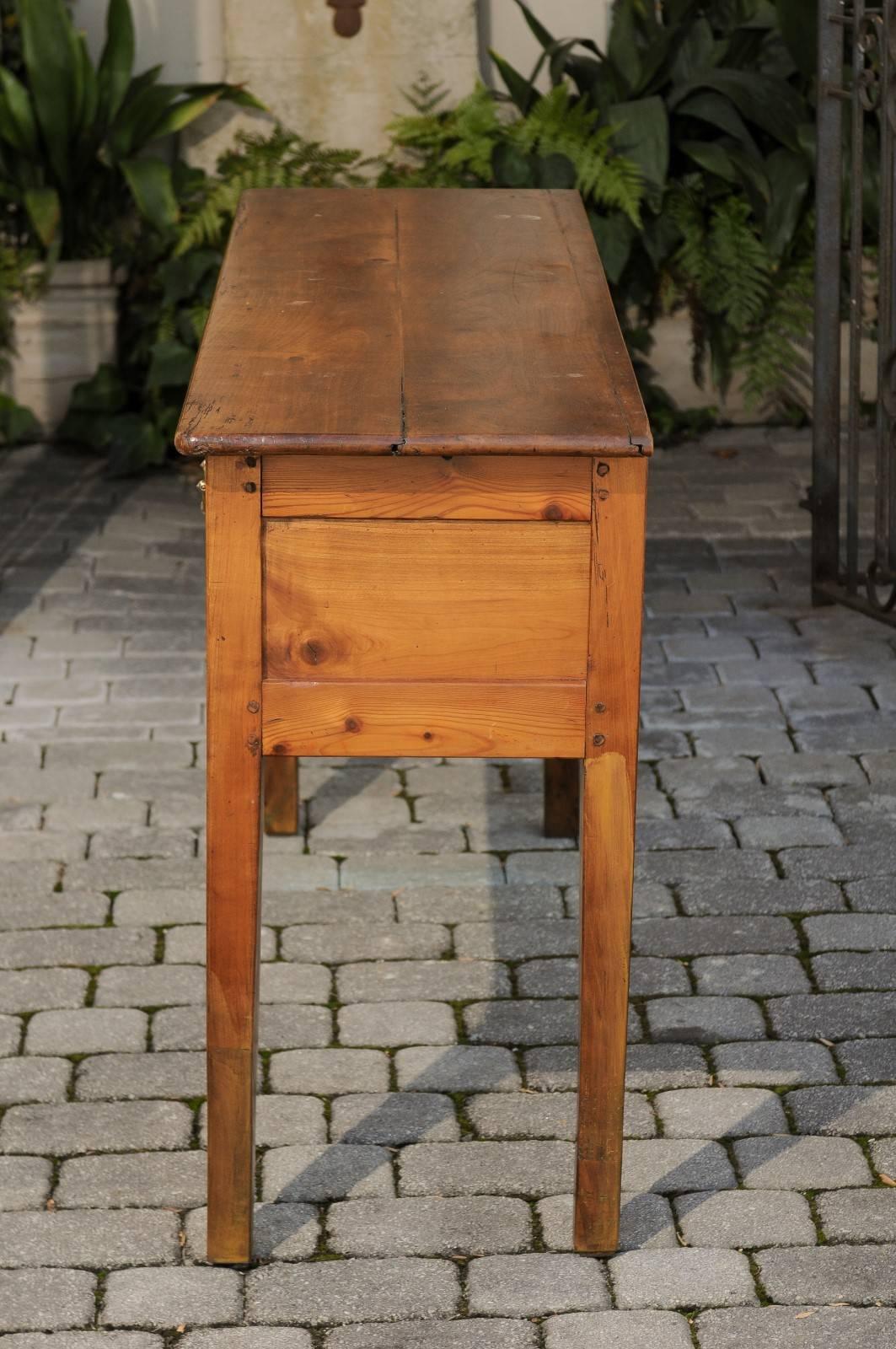 Late 19th Century French Fruitwood Server with Two Drawers and Tapered Legs For Sale 5