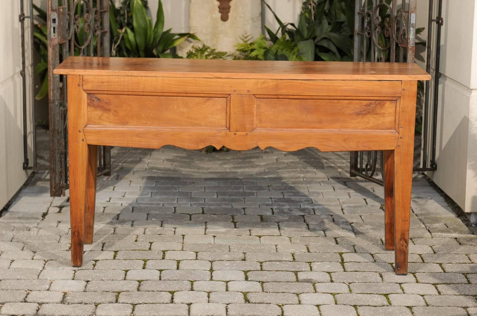 Late 19th Century French Fruitwood Server with Two Drawers and Tapered Legs For Sale 4