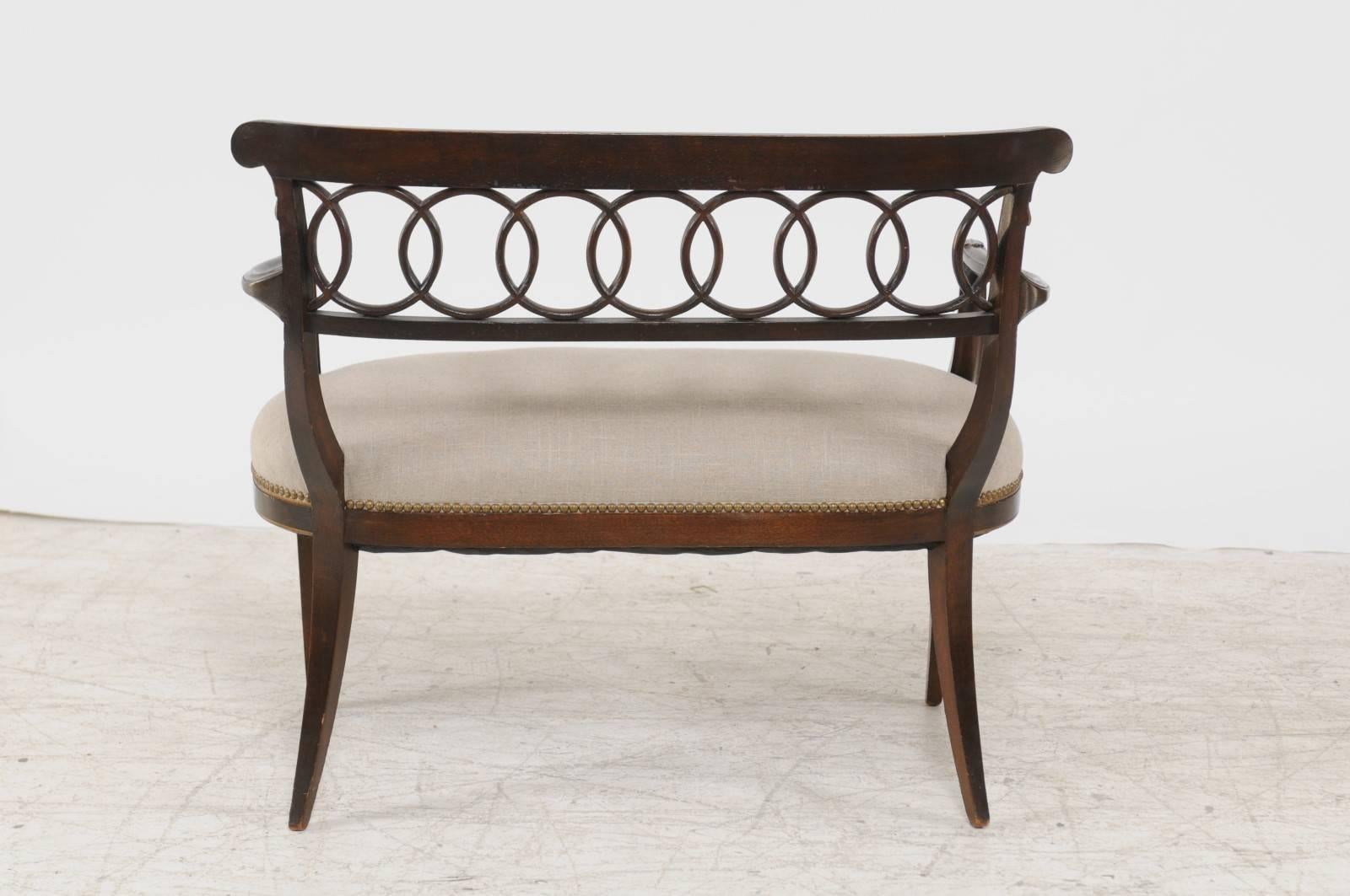 Pair of Italian 1870s Carved Wood Parcel-Gilt Benches with Intertwined Rings 2