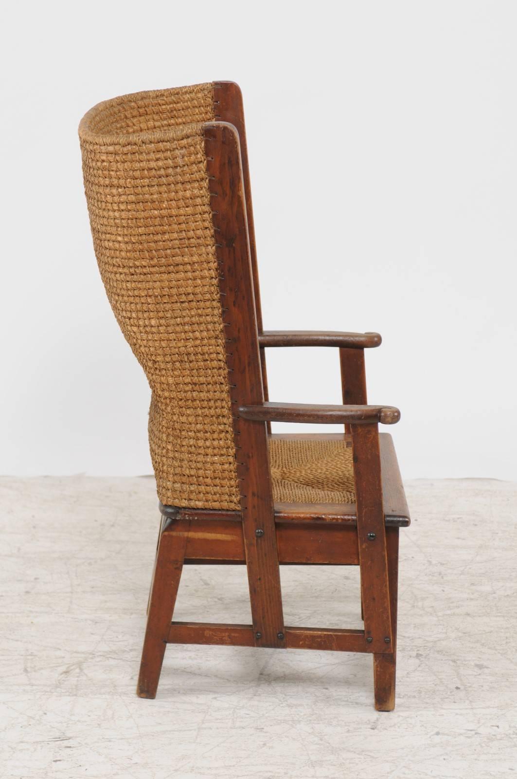 Scottish Late 19th Century Orkney Chair with Wraparound Handwoven Straw Back 3
