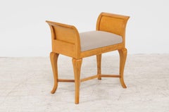 Petite Austrian Biedermeier Maple Bench with Out-Scrolled Arms from the 1840s