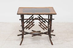 English 1880s Chinese Chippendale Style Briar Side Table with Unusual Top