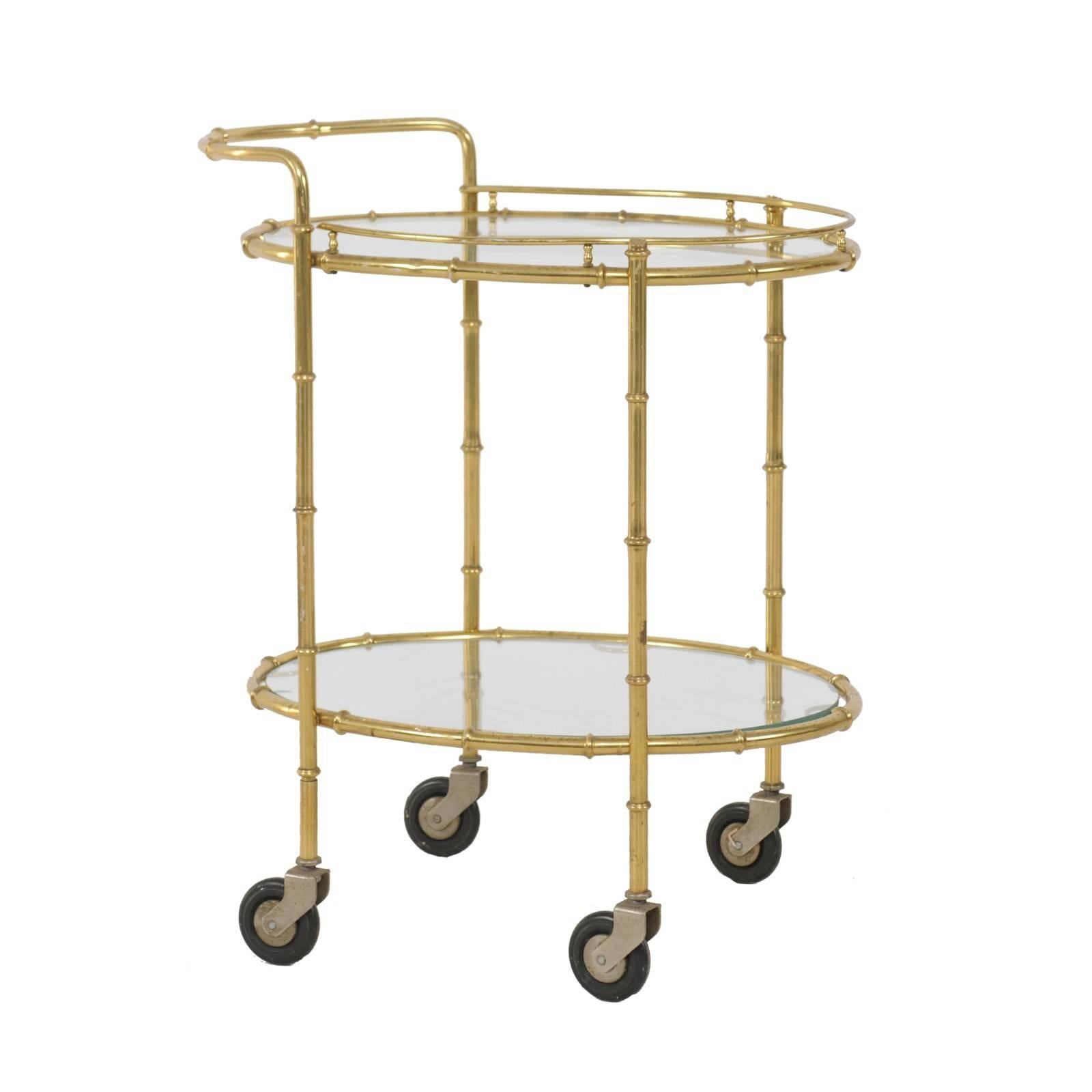 Chariot De Bar Mobile 3 étages - 80x36x100 Cm, Roues Bloquables, Doré