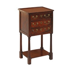 French 1860s Mahogany Petite Three-Drawer Commode with Doric Columns and Shelf