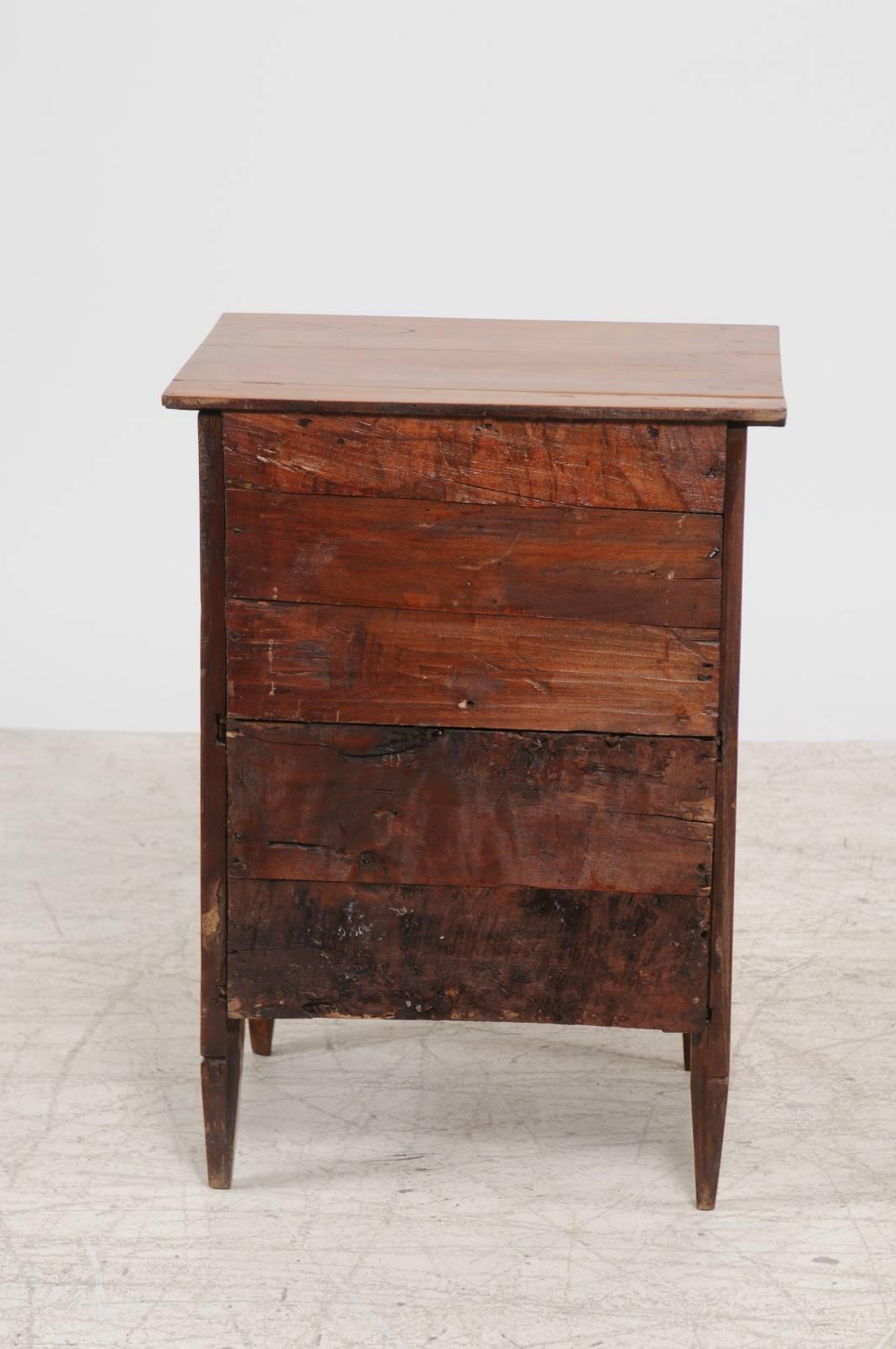 Petite 1800s Italian Neoclassical Walnut Single Door Cabinet with Tapered Feet For Sale 2