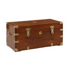 Antique English Camphor Wood Trunk with Brass Braces and Hardware, circa 1880