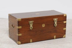 English Camphor Wood Trunk with Brass Braces and Hardware, circa 1880