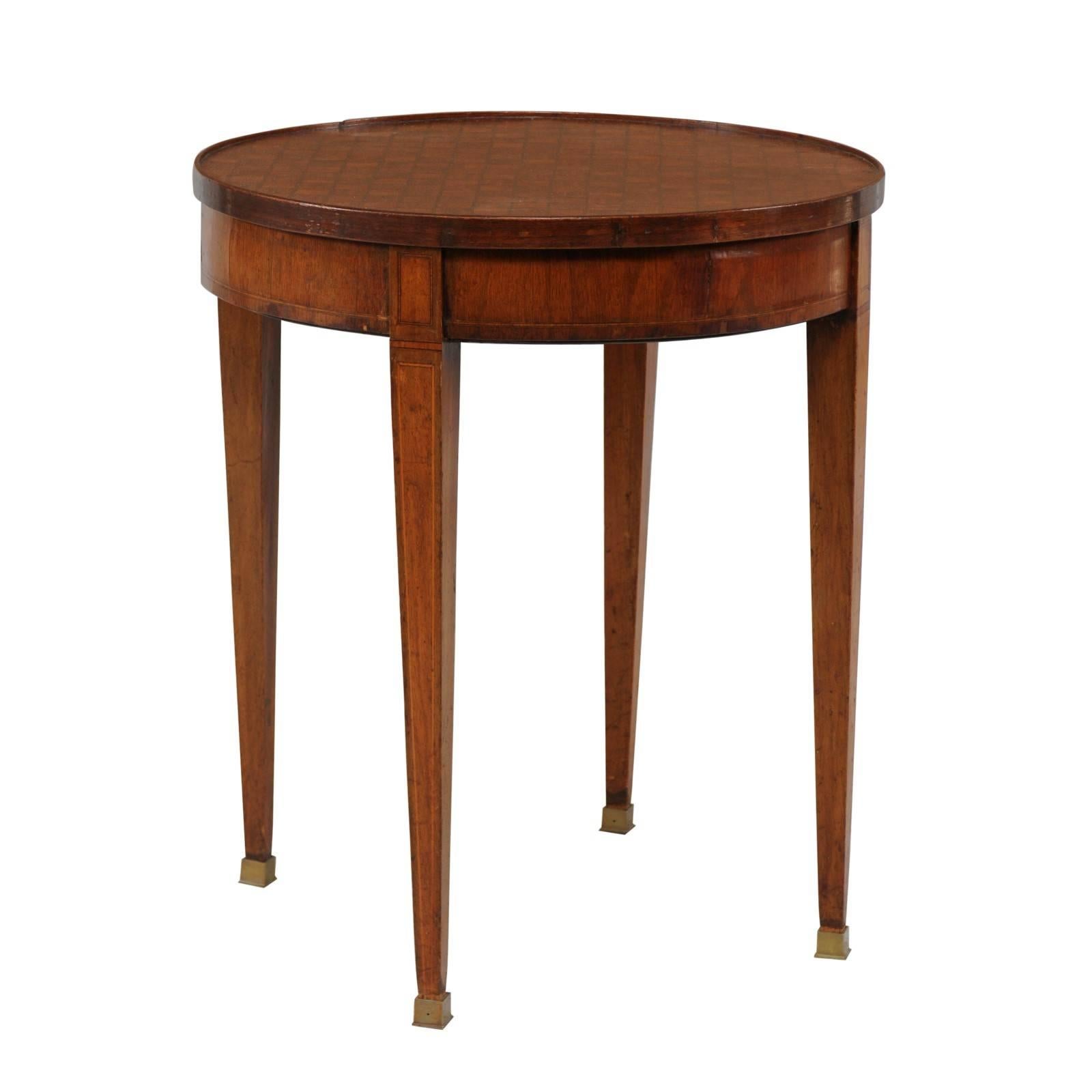 French Louis XVI Style 1870s Round Game Table with Flip Top and Tapered Legs