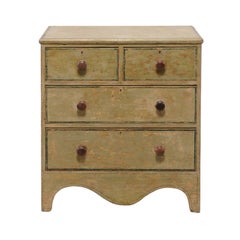English 1850s Painted Wood Four-Drawer Commode with Scalloped Apron
