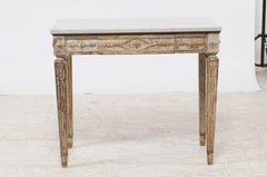Swedish Neoclassical Style Console Table with White Marble Top, circa 1870