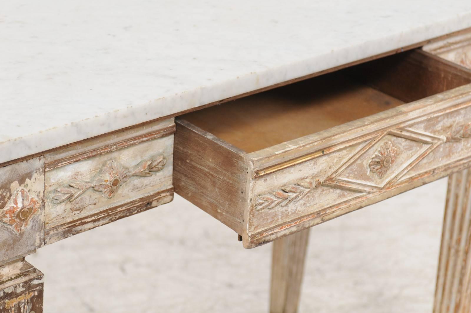19th Century Swedish Neoclassical Style Console Table with White Marble Top, circa 1870