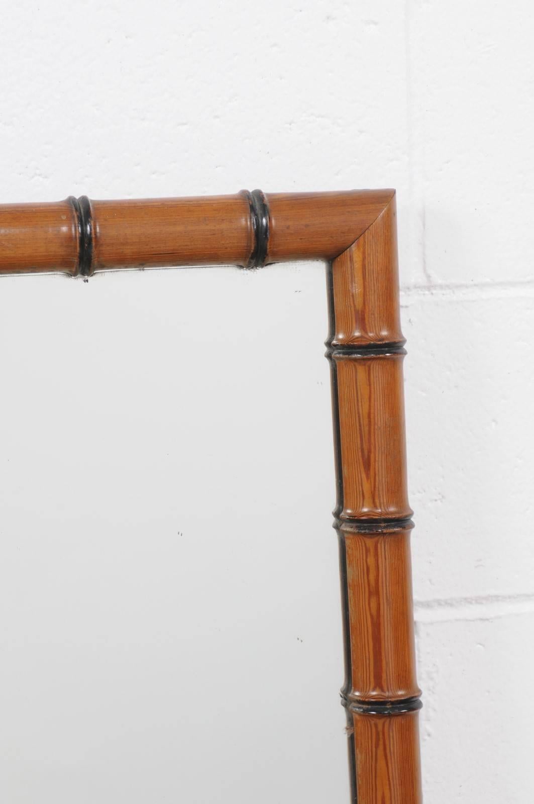 English Faux-Bamboo Rectangular Mirror with Ebonized Wood Accents, circa 1880 1