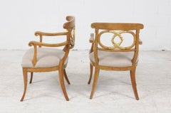 Pair of Italian 1860s Parcel-Gilt Walnut Upholstered Chairs with Serpent Motifs