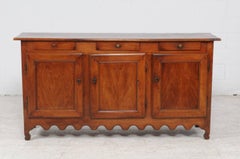 French 1870s Walnut Buffet with Three Drawers over Three Doors and Carved Apron